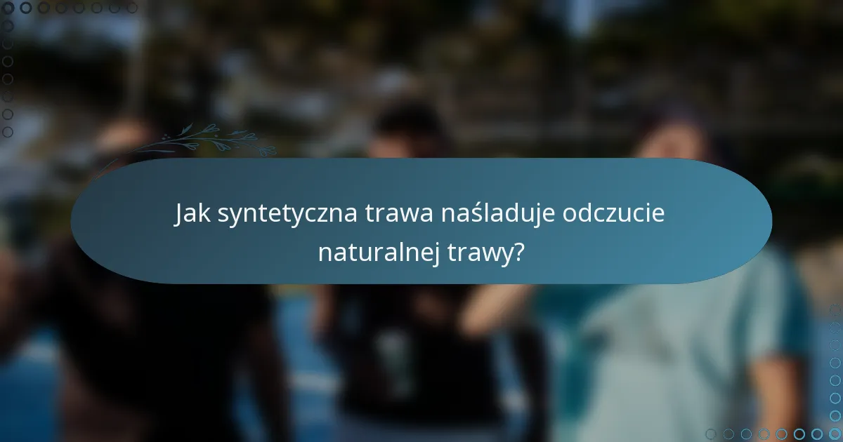 Jak syntetyczna trawa naśladuje odczucie naturalnej trawy?