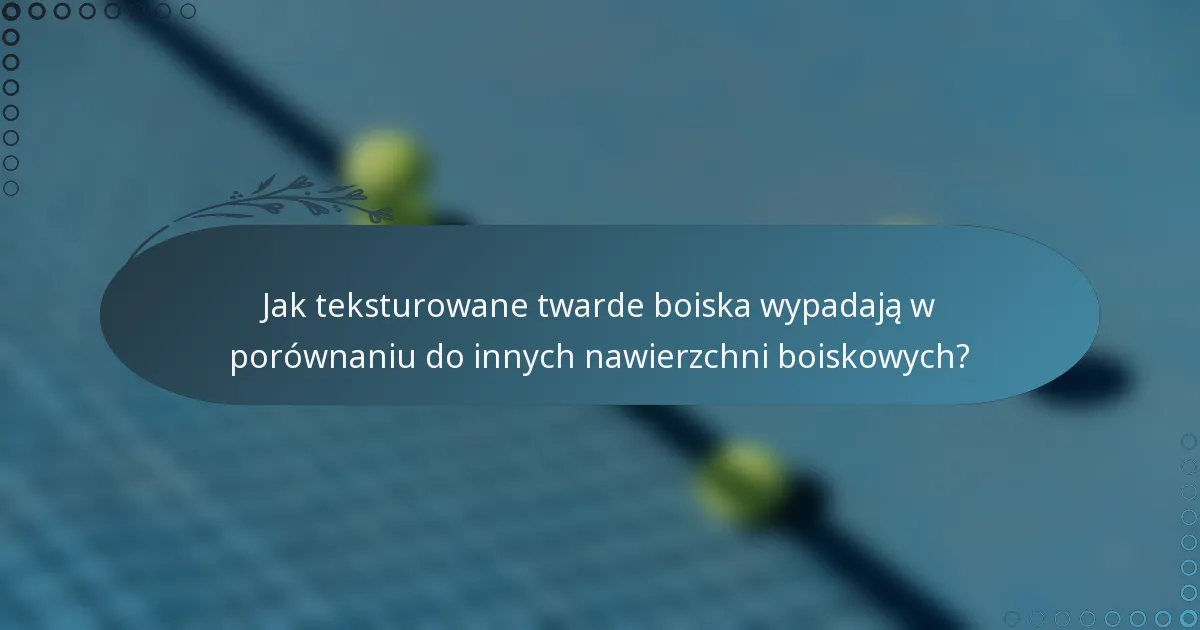Jak teksturowane twarde boiska wypadają w porównaniu do innych nawierzchni boiskowych?