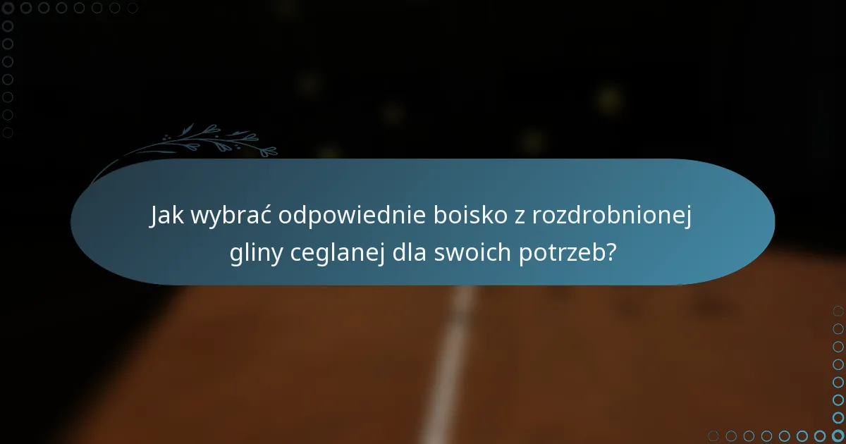 Jak wybrać odpowiednie boisko z rozdrobnionej gliny ceglanej dla swoich potrzeb?