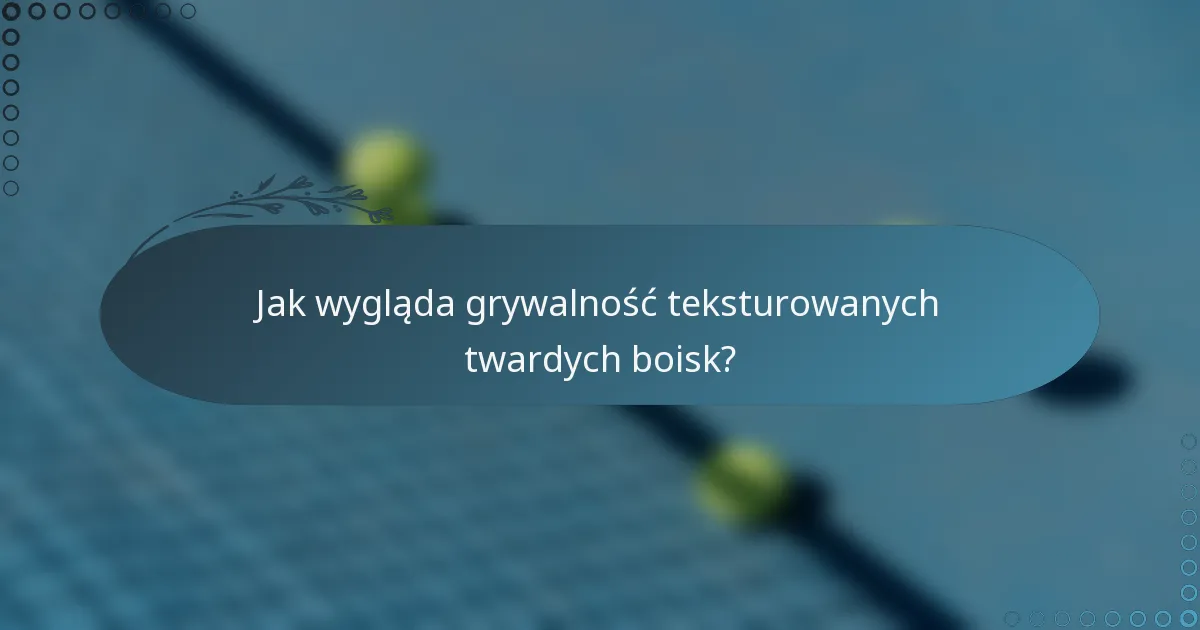 Jak wygląda grywalność teksturowanych twardych boisk?