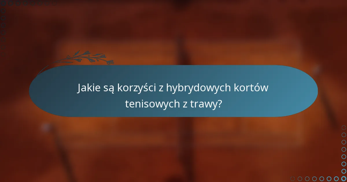 Jakie są korzyści z hybrydowych kortów tenisowych z trawy?