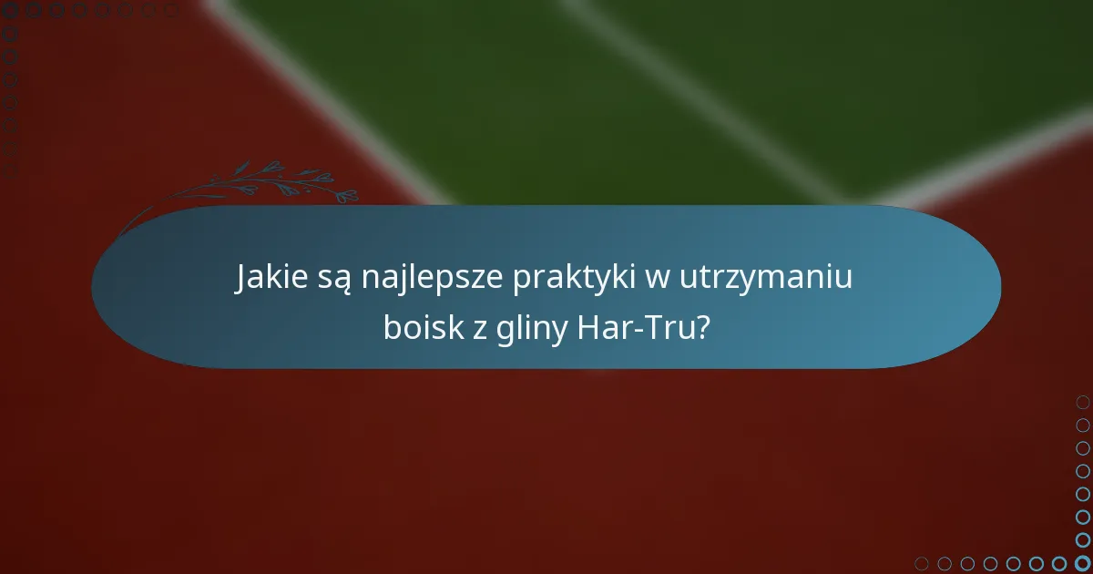 Jakie są najlepsze praktyki w utrzymaniu boisk z gliny Har-Tru?