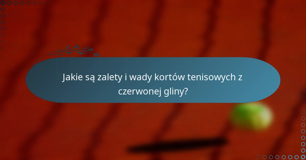 Jakie są zalety i wady kortów tenisowych z czerwonej gliny?