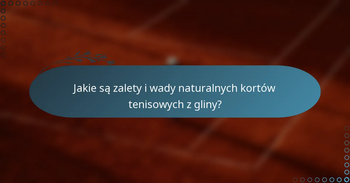 Jakie są zalety i wady naturalnych kortów tenisowych z gliny?