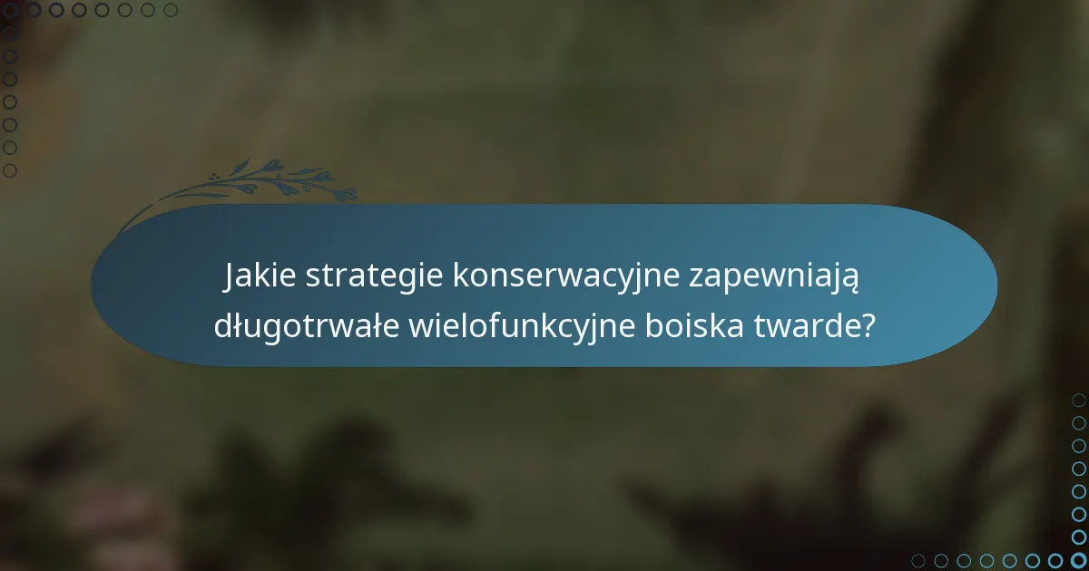 Jakie strategie konserwacyjne zapewniają długotrwałe wielofunkcyjne boiska twarde?